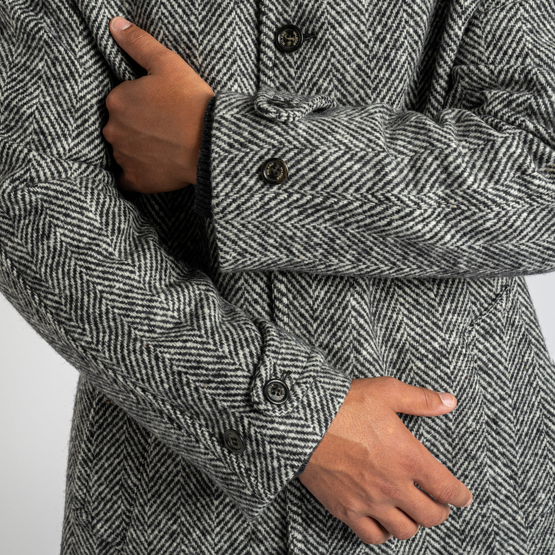 Vittorio Herringbone Overcoat Grey