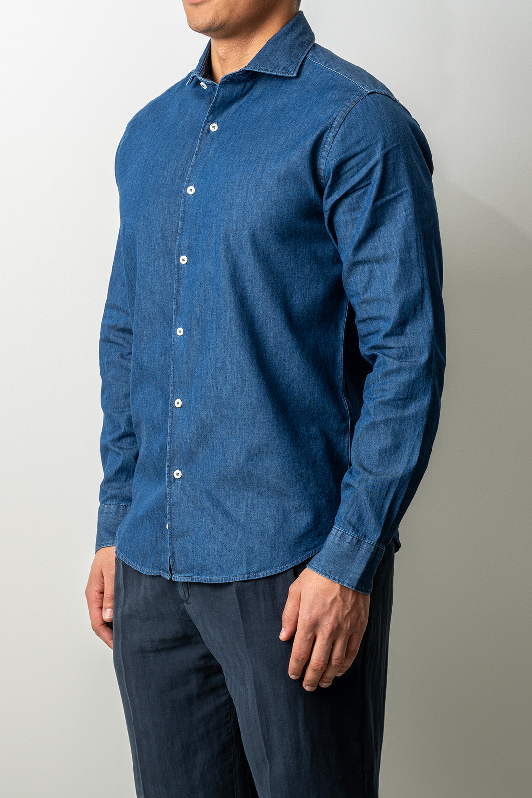 Washed Cotton Chambray Shirt DARK DENIM