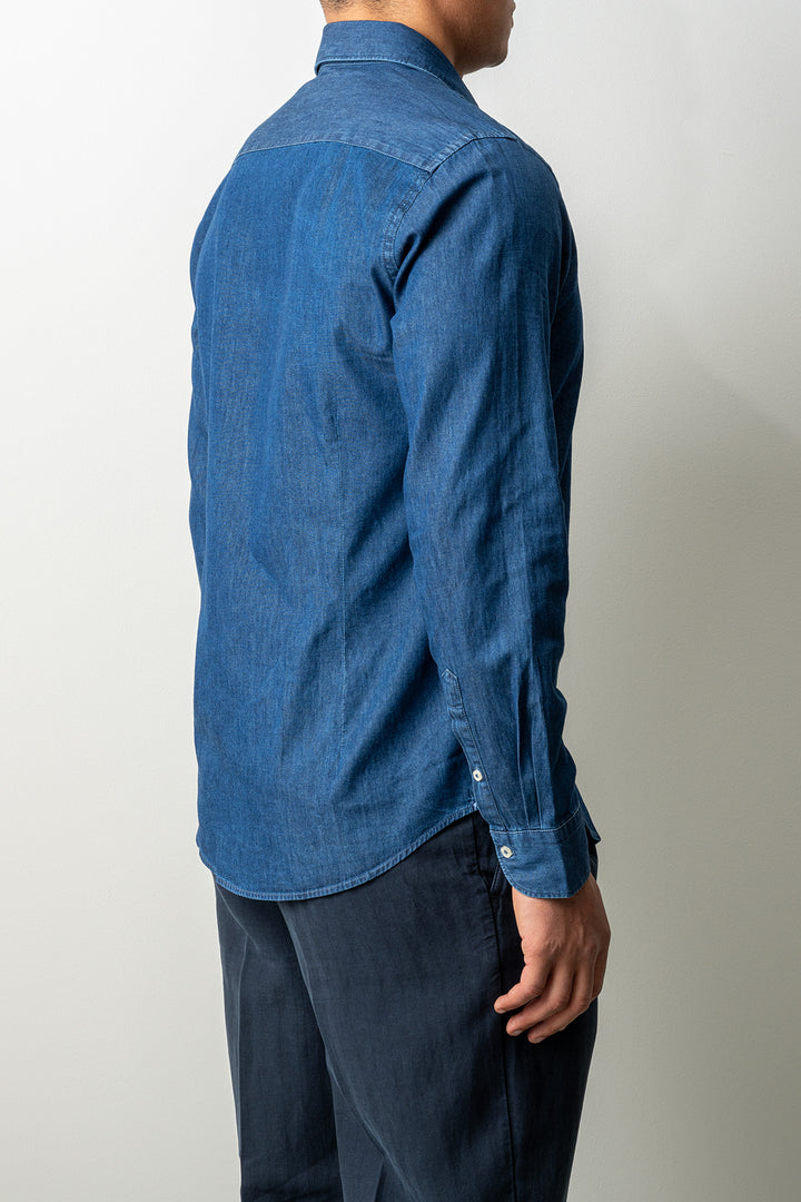 Washed Cotton Chambray Shirt DARK DENIM