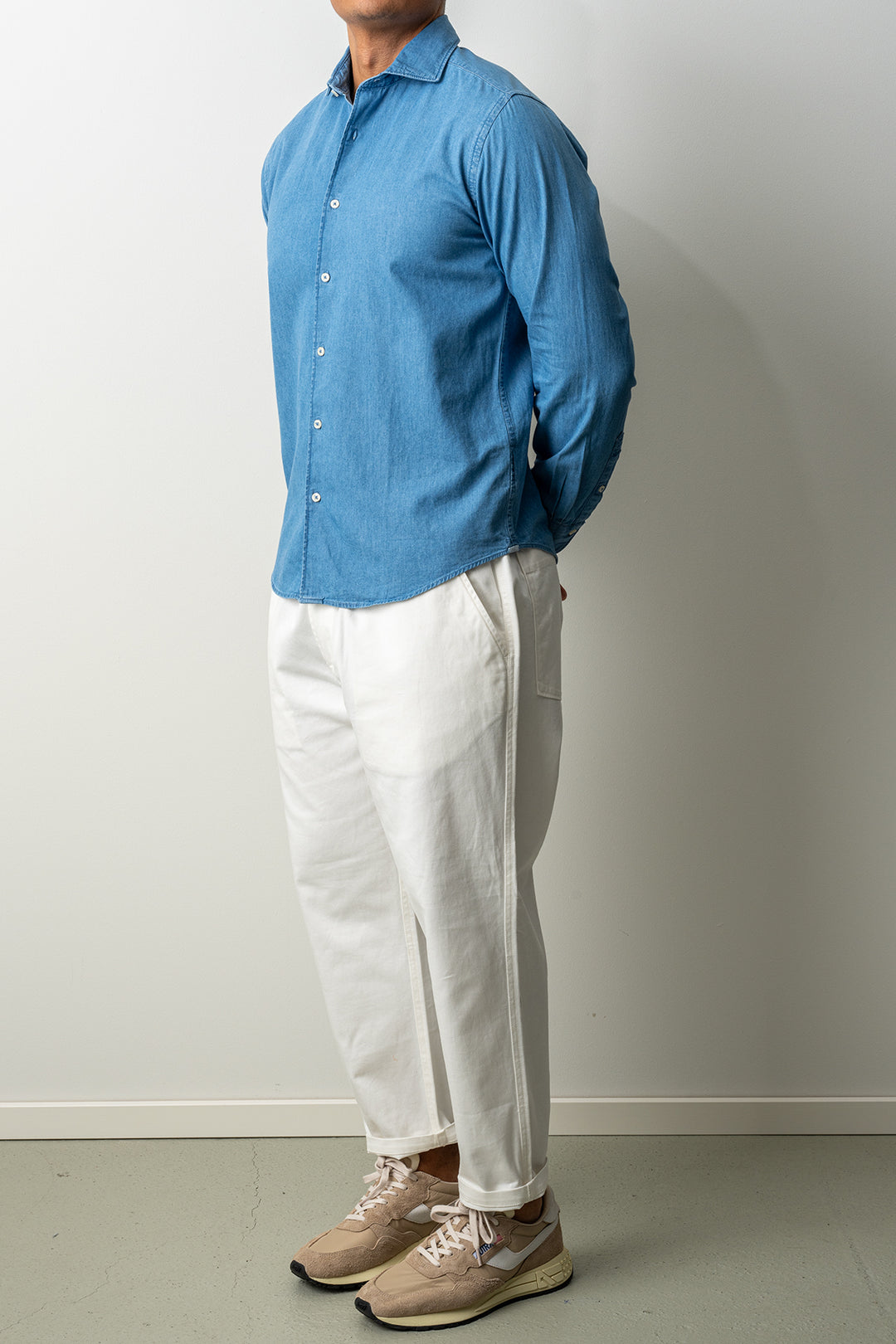 Washed Cotton Chambray Shirt Light Denim