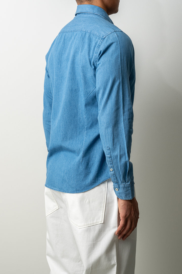 Washed Cotton Chambray Shirt Light Denim