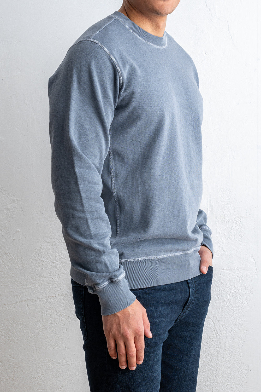 Washed Cotton Sweatshirt Blue