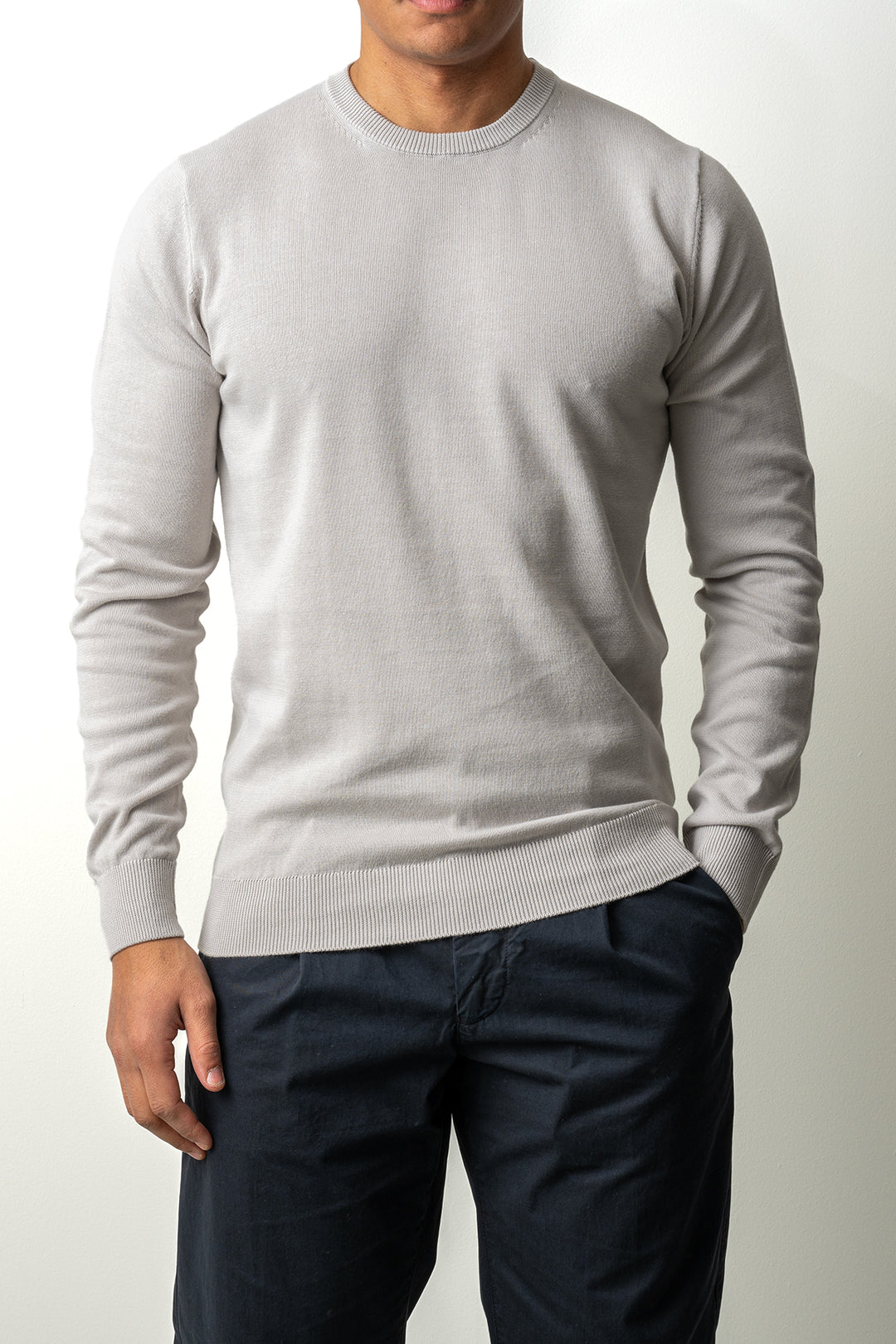 Washed Crewneck Sweater Ash Grey