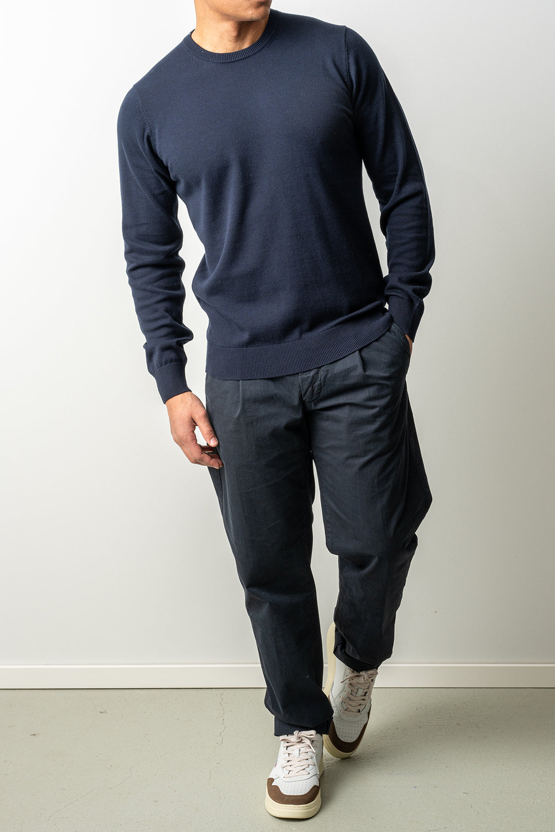 Washed Crewneck Sweater Navy
