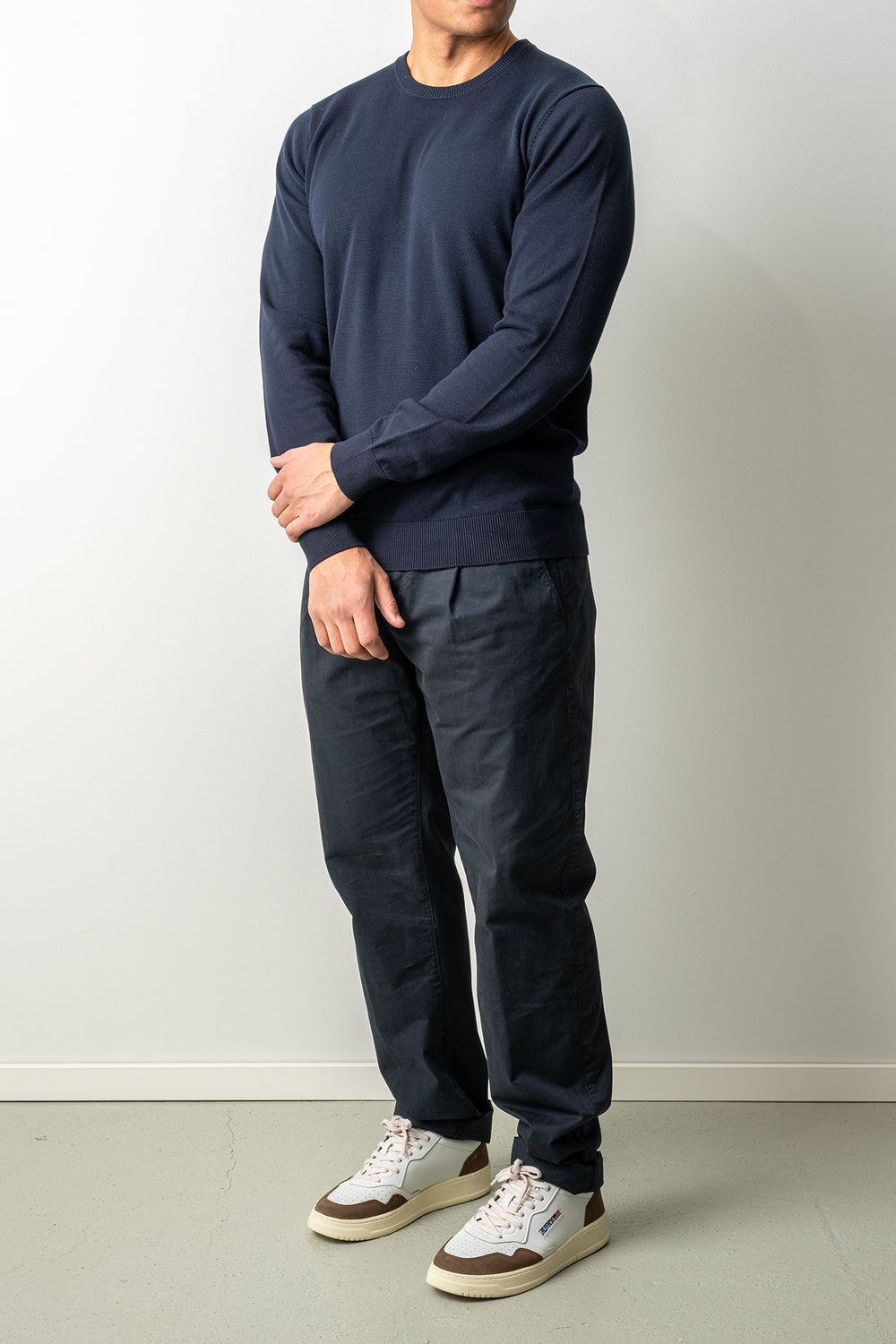 Washed Crewneck Sweater Navy