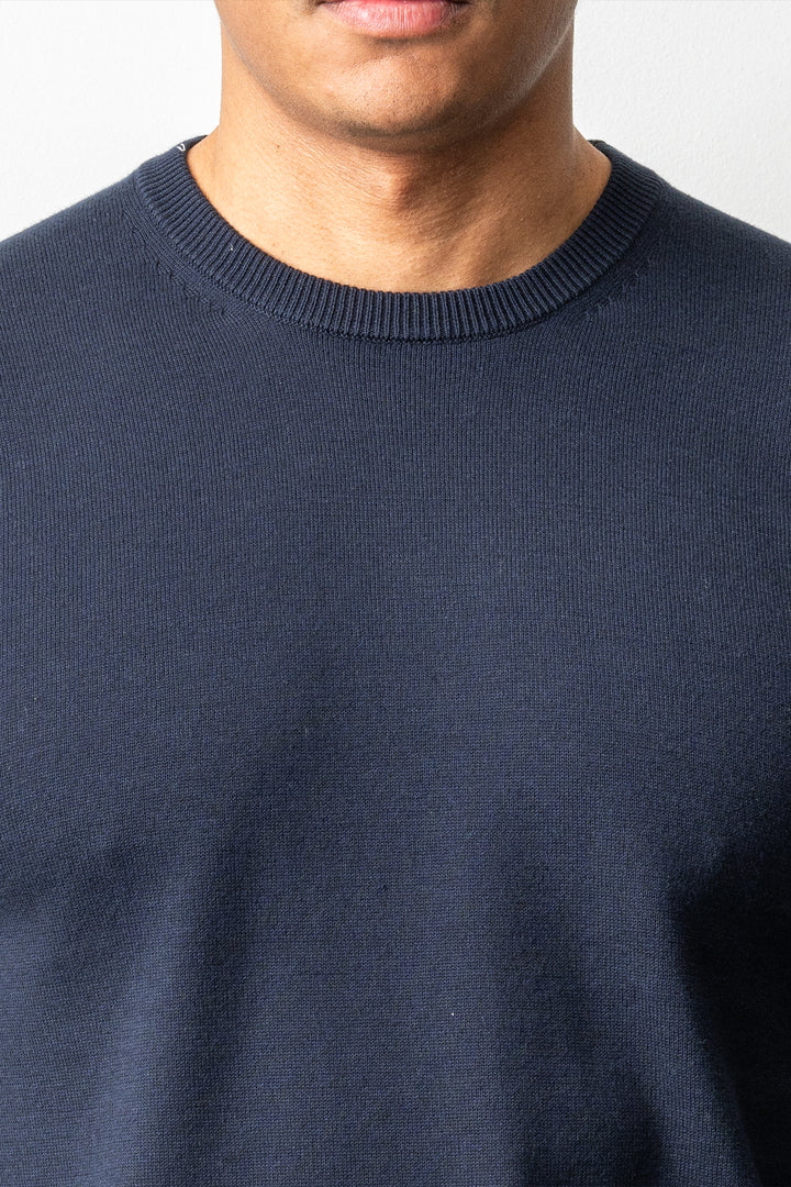 Washed Crewneck Sweater Navy