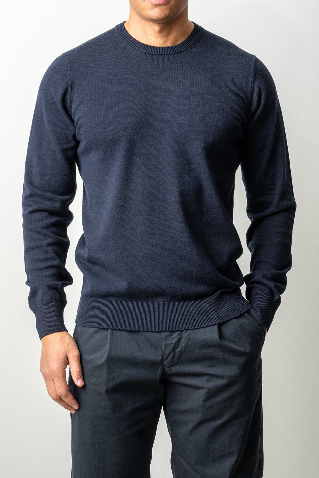 Washed Crewneck Sweater Navy