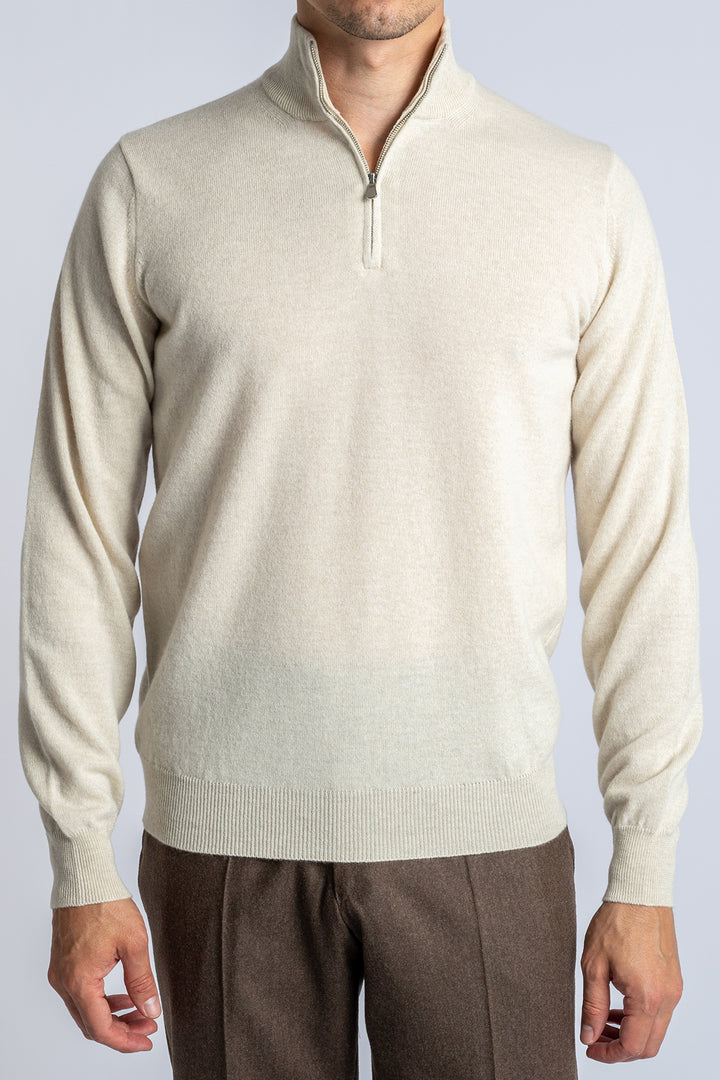 Wool Half Zip Beige