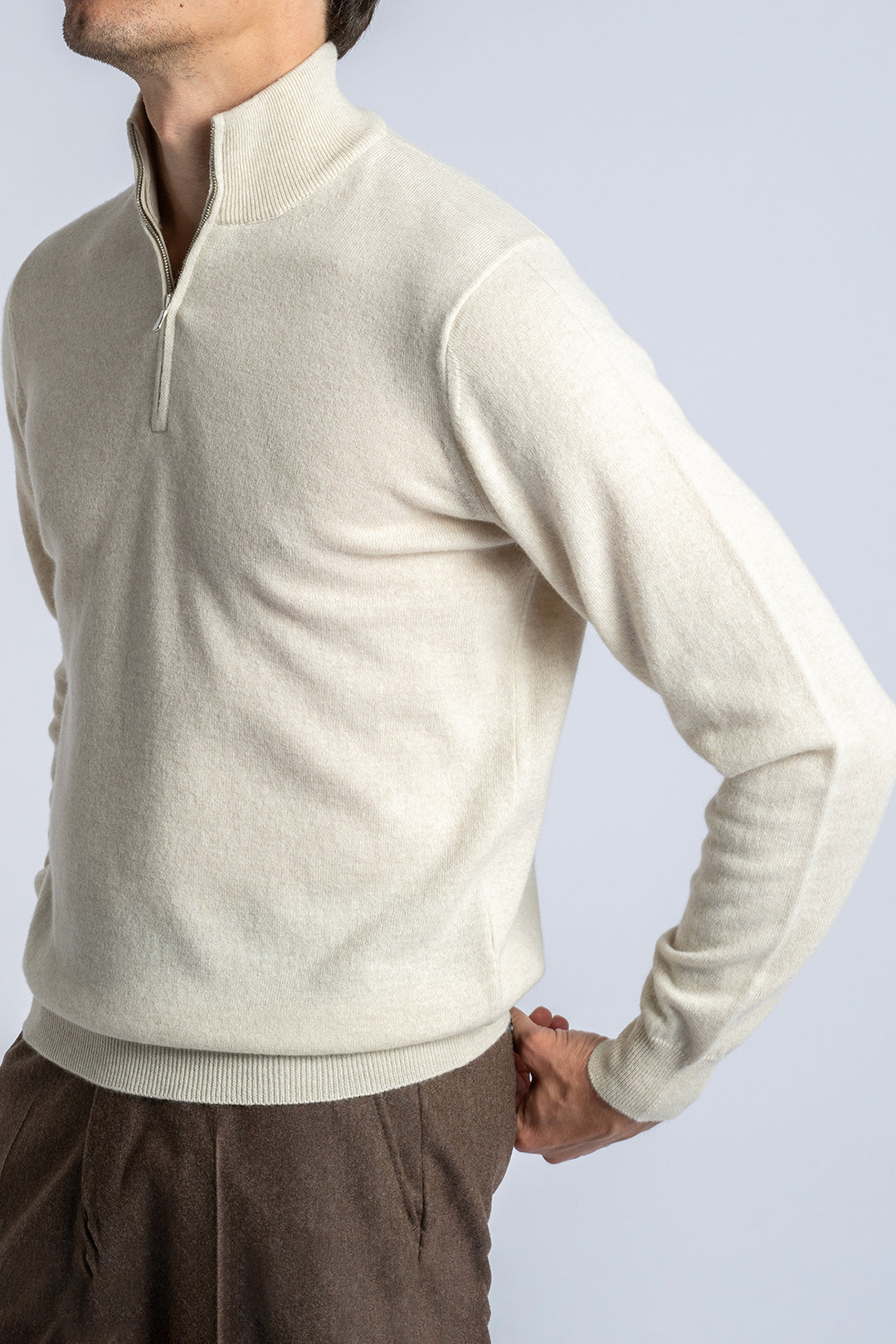 Wool Half Zip Beige