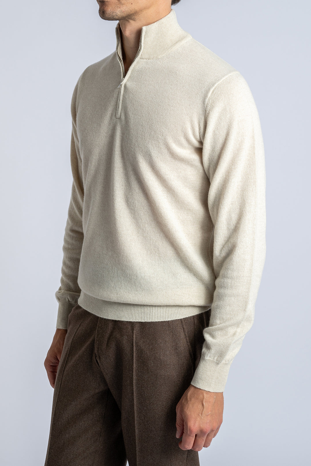 Wool Half Zip Beige