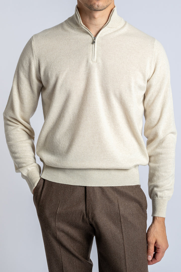 Wool Half Zip Beige