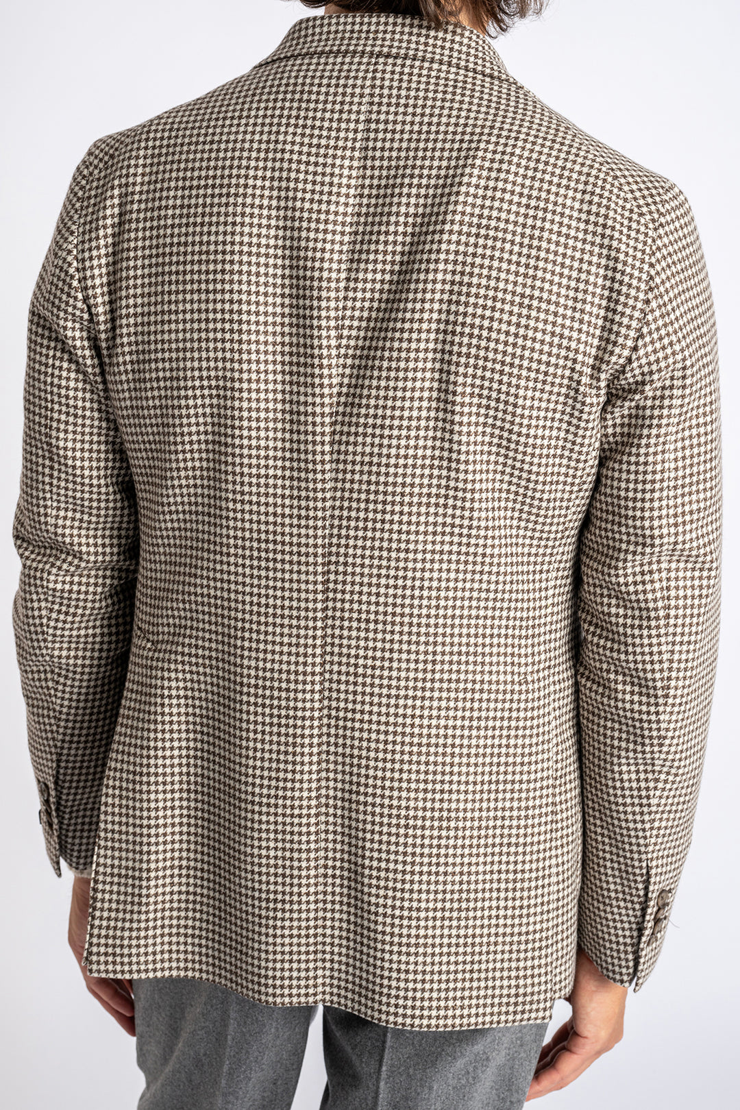 Wool Linen Mix Blazer Brown/White