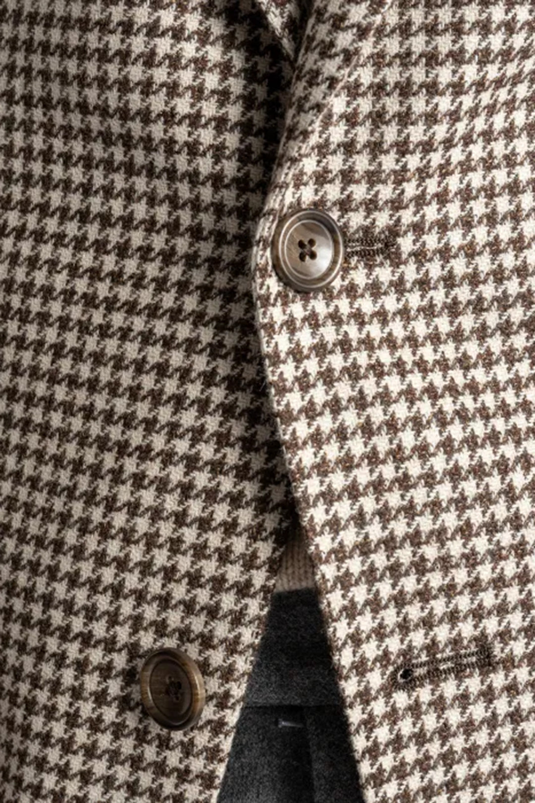 Wool Linen Mix Blazer Brown/White