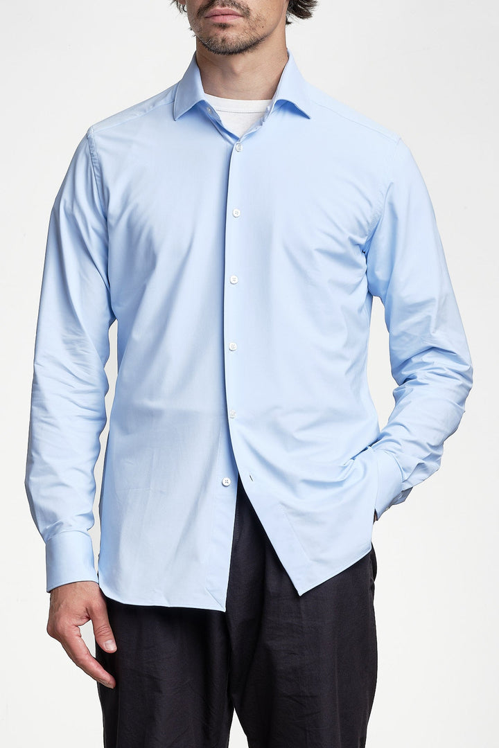 Active Solid Shirt Light Blue – XACUS, framifrån