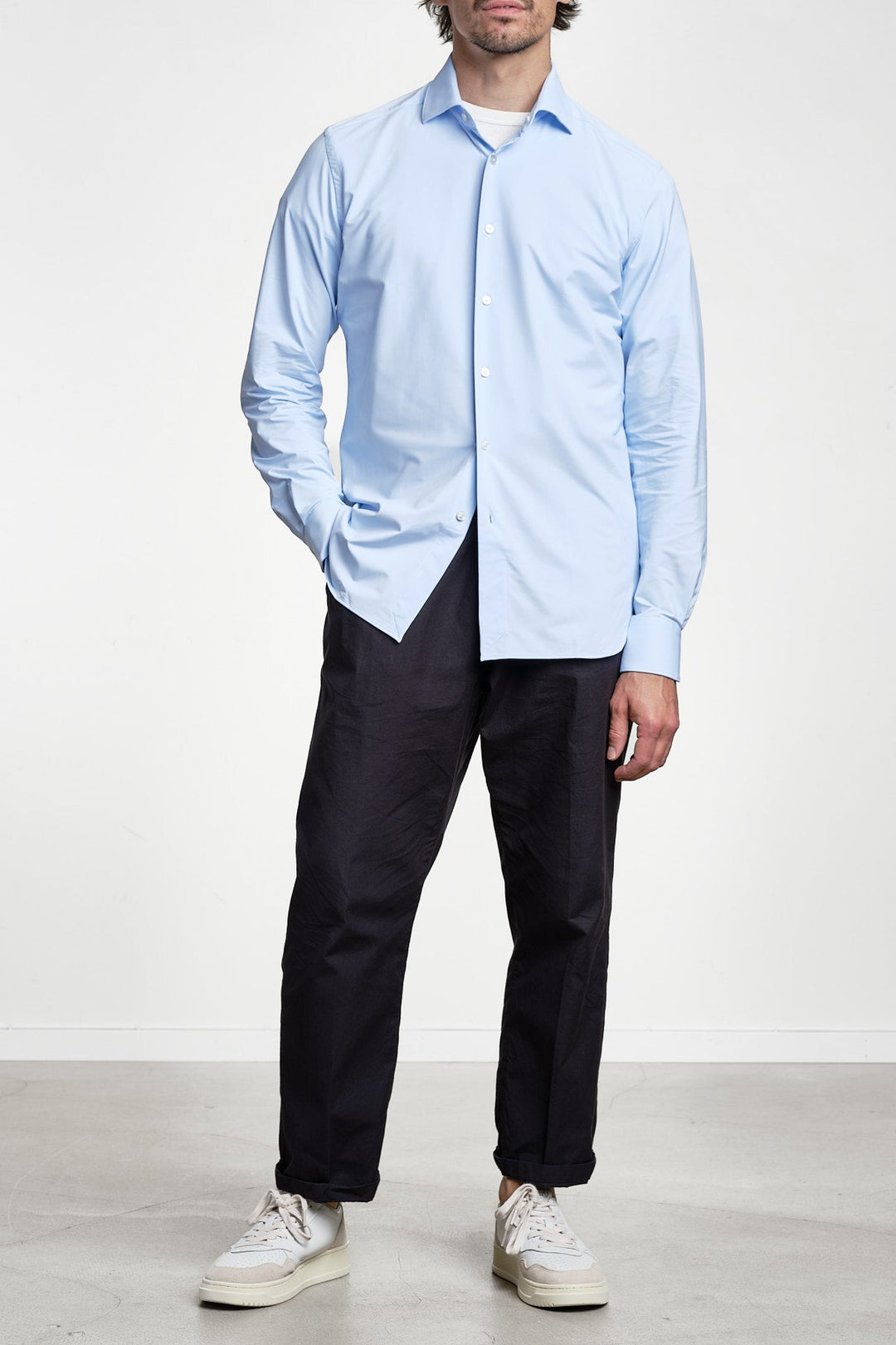 Active Solid Shirt Light Blue – XACUS, detalj