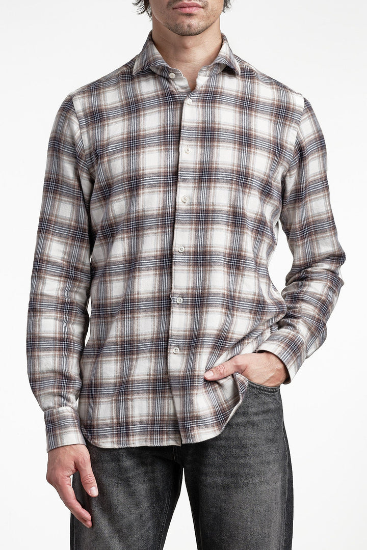 Luxury Flannel Check Shirt Multi – XACUS, framifrån