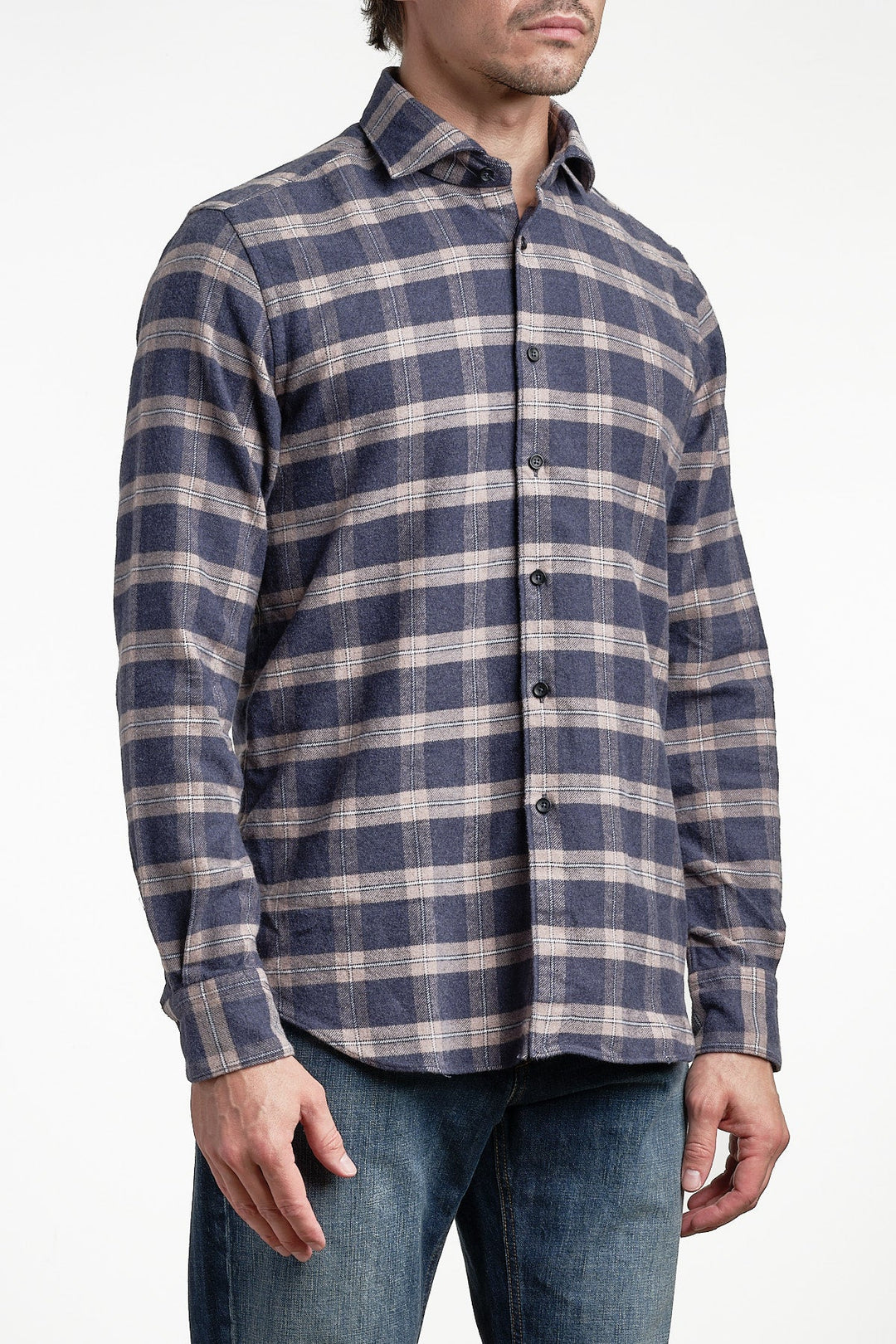 Yarn Dyed Checked Flannel Shirt Multi – XACUS, bakifrån