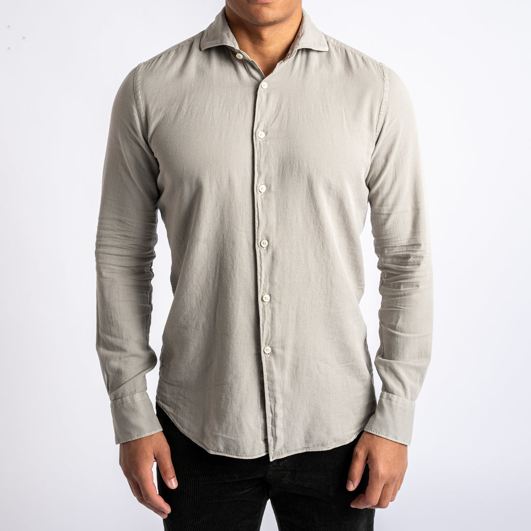 Luxury Cotton Flannel Shirt LEAD GREY