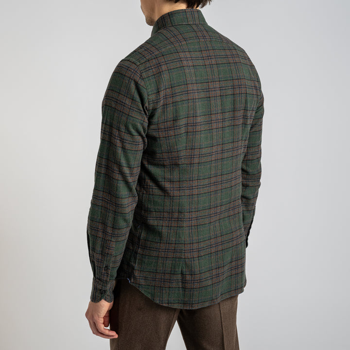 Cotton Flannel Check Shirt Green