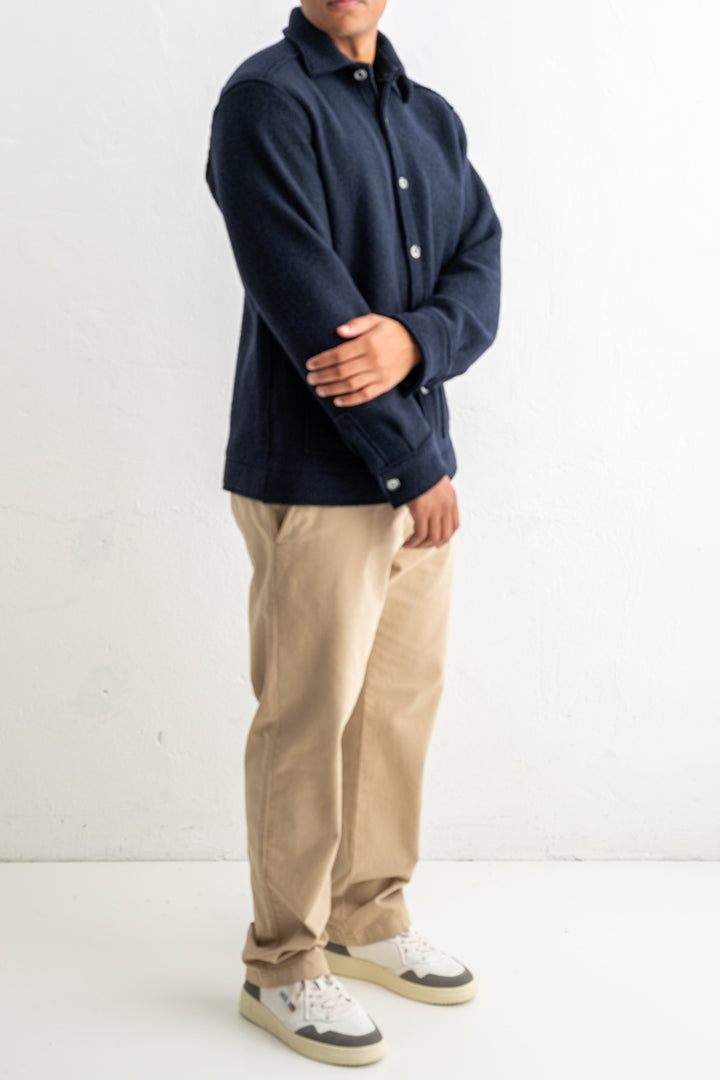 Boiled Wool Overshirt Navy