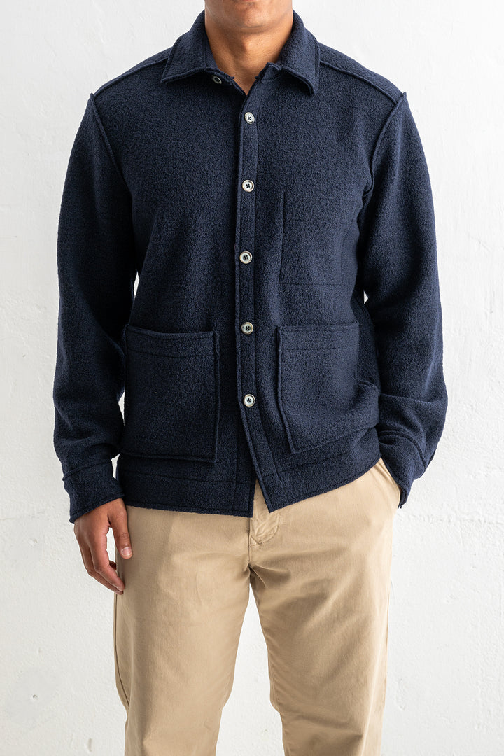Boiled Wool Overshirt Navy