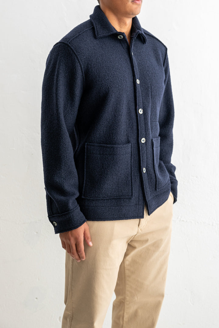 Boiled Wool Overshirt Navy