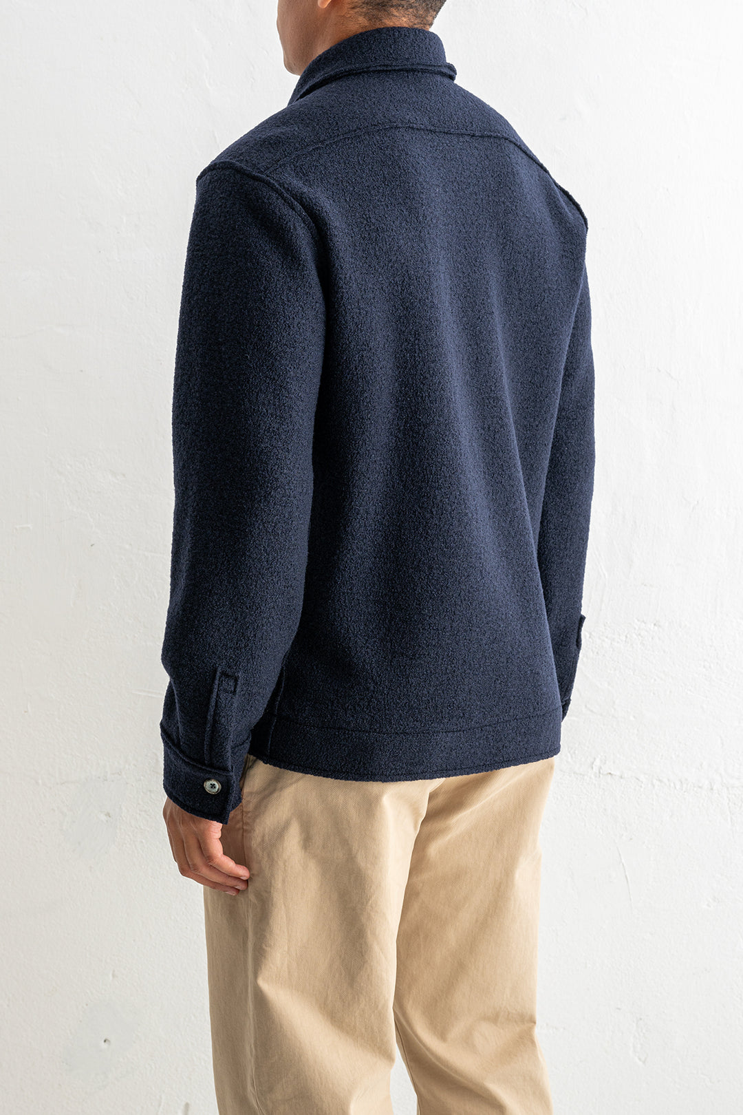 Boiled Wool Overshirt Navy