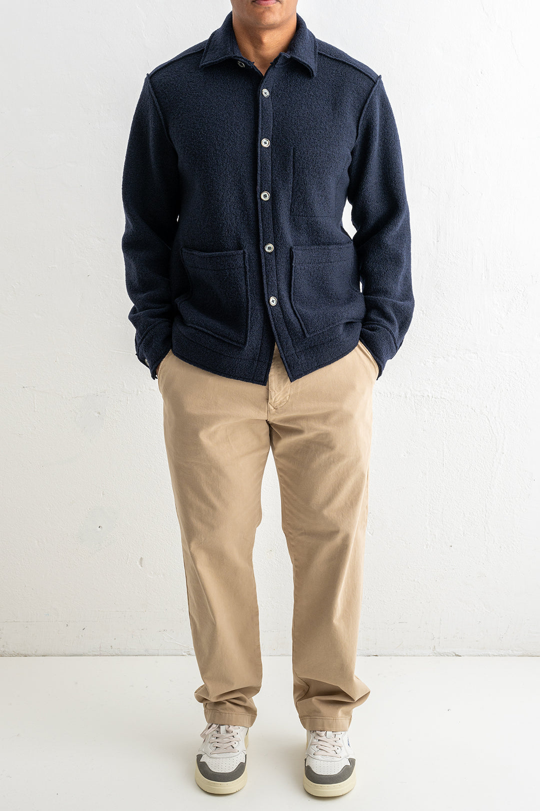 Boiled Wool Overshirt Navy