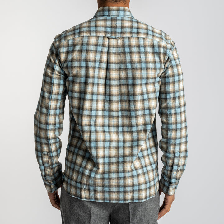 Cotton Flannel Check Shirt Blue White