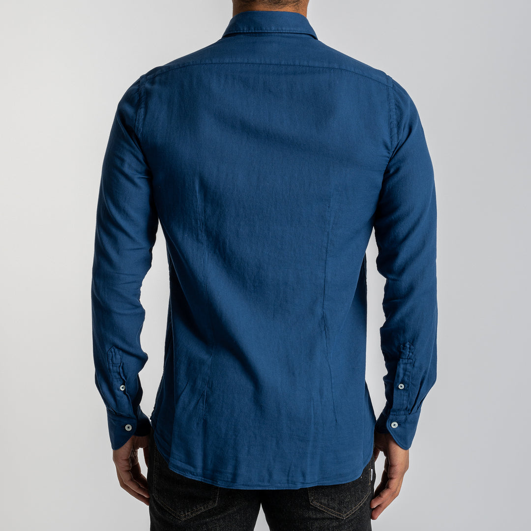 Luxury Cotton Flannel Shirt Cobalt Blue