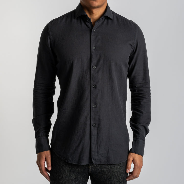 Luxury Cotton Flannel Shirt Navy