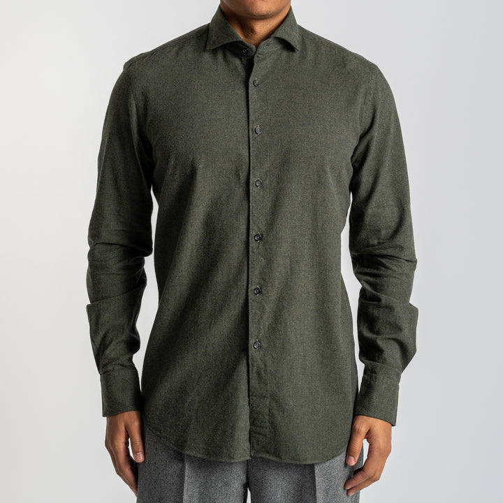 Heavy Flannel Shirt Dark Green