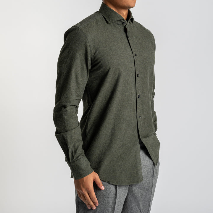 Heavy Flannel Shirt Dark Green