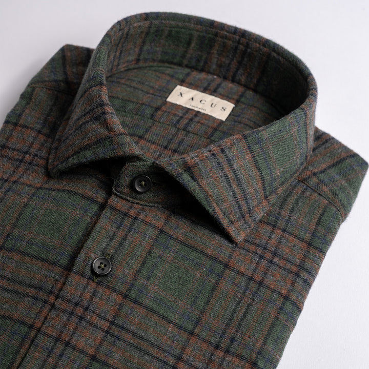 Cotton Flannel Check Shirt Green