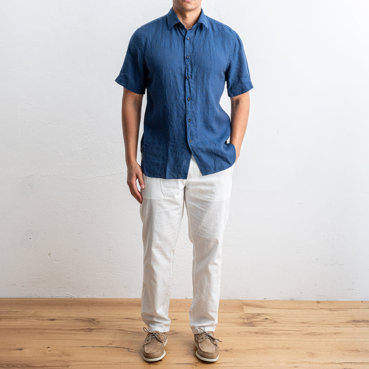 Luxury Linen Shirt Navy