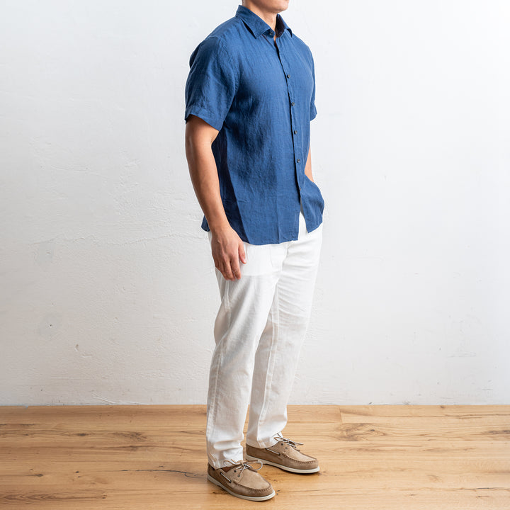 Luxury Linen Shirt Navy