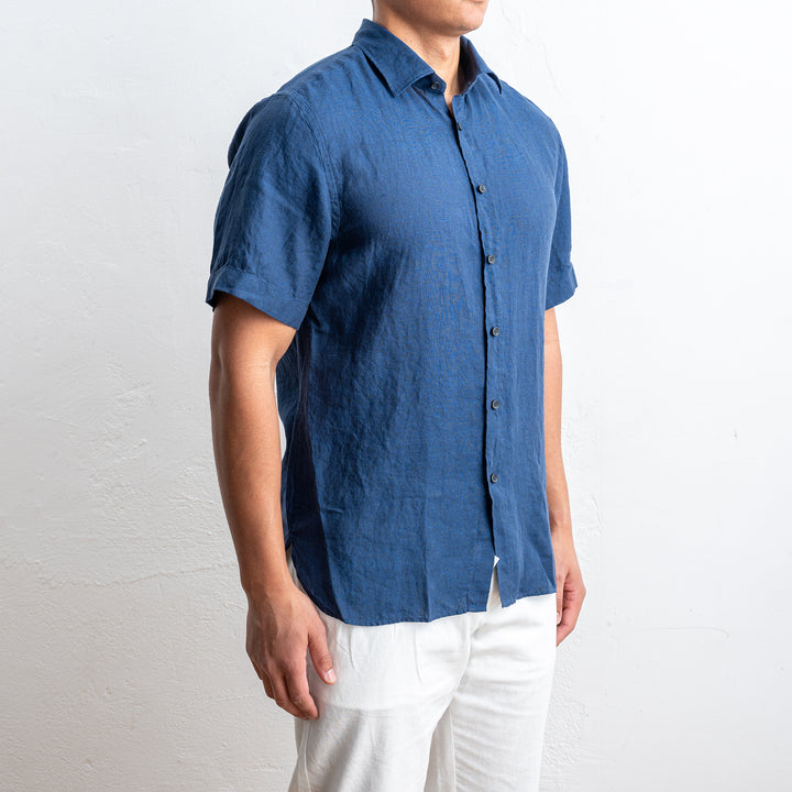 Luxury Linen Shirt Navy