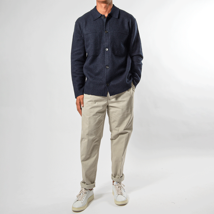 JONAS BOILED WOOL OVERSHIRT Navy