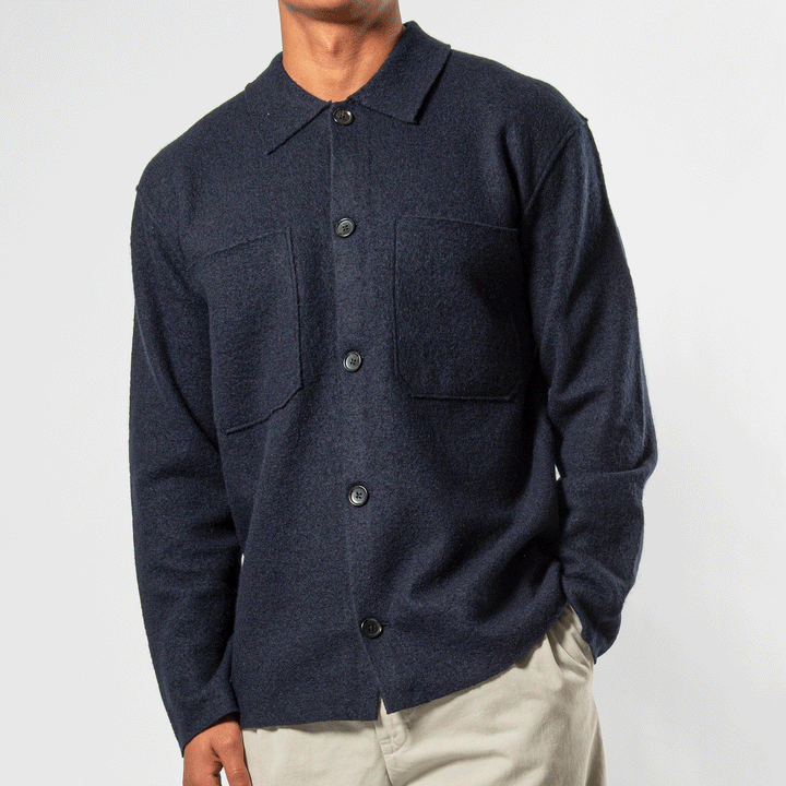 JONAS BOILED WOOL OVERSHIRT Navy