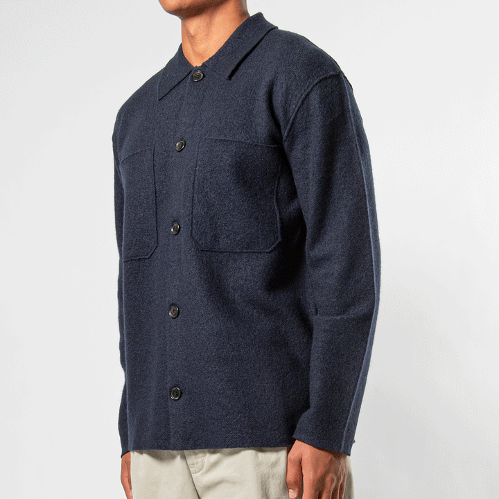 JONAS BOILED WOOL OVERSHIRT Navy