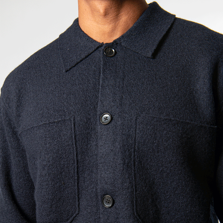 JONAS BOILED WOOL OVERSHIRT Navy