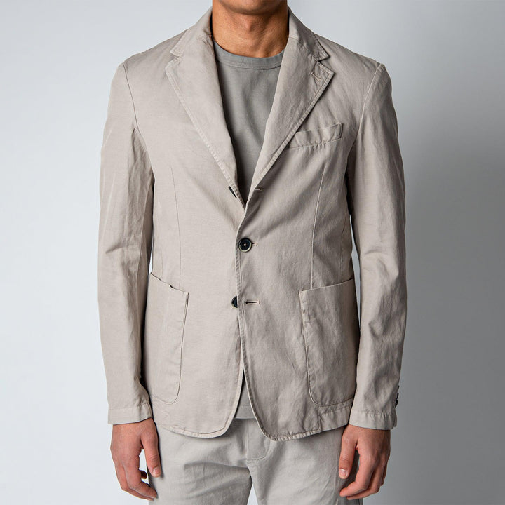 PIERO COTTON LINEN JACKET LIGHT GREY