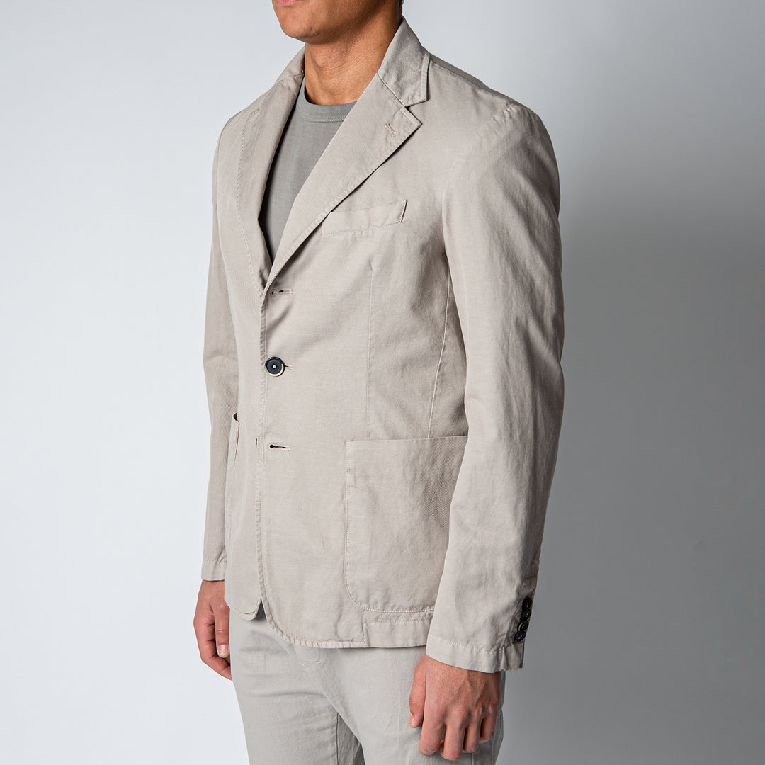 PIERO COTTON LINEN JACKET LIGHT GREY