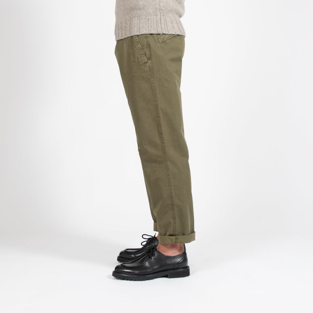 BRUSHED COTTON CANVAS CHINO ARMY