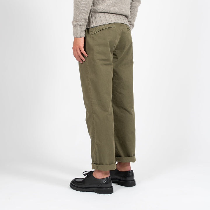 BRUSHED COTTON CANVAS CHINO ARMY