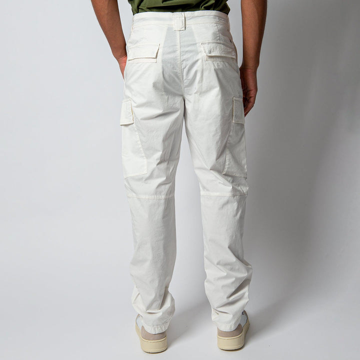 COTTON GARMENT DYED CARGO PANTS OFF WHITE