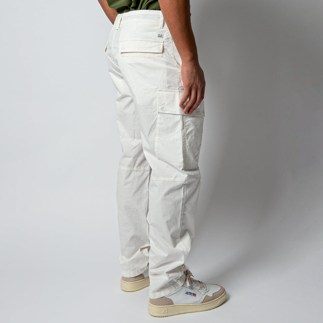 COTTON GARMENT DYED CARGO PANTS OFF WHITE