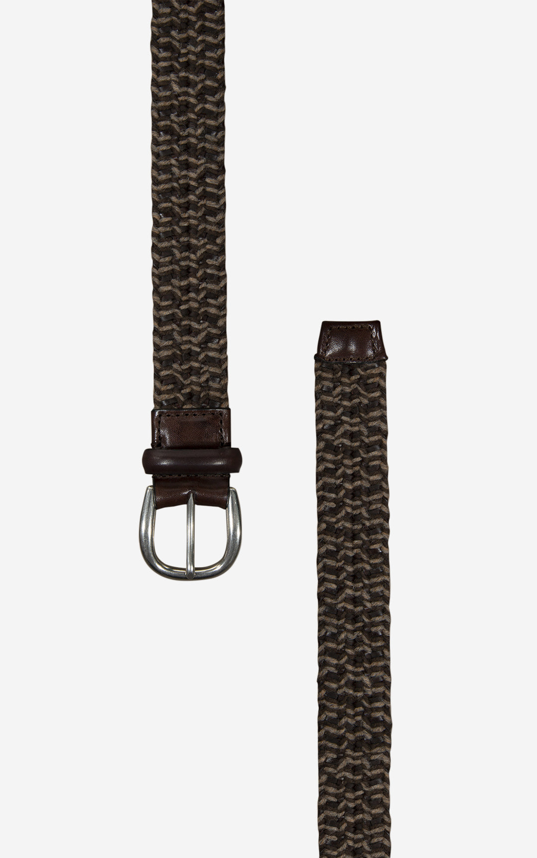 TOLOSA BRAIDED WOOL AND LEATHER BELT BROWN/BEIGE
