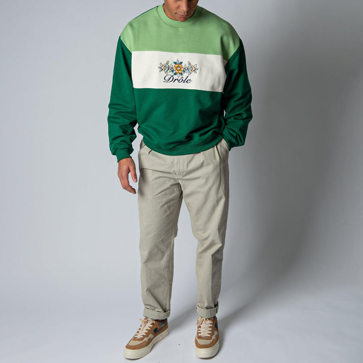 LE SWEATSHIRT DRÔLE FLEURI FOREST GREEN
