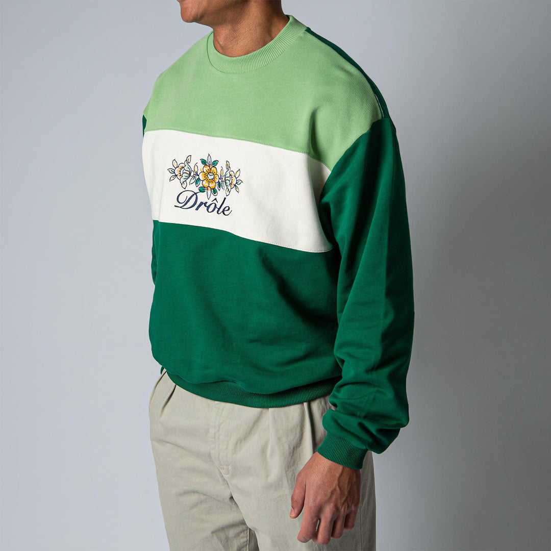 LE SWEATSHIRT DRÔLE FLEURI FOREST GREEN